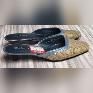 NWT Liz Claiborne Bessie Kitten Mule Heels Square Toe Alligator Print Size 8